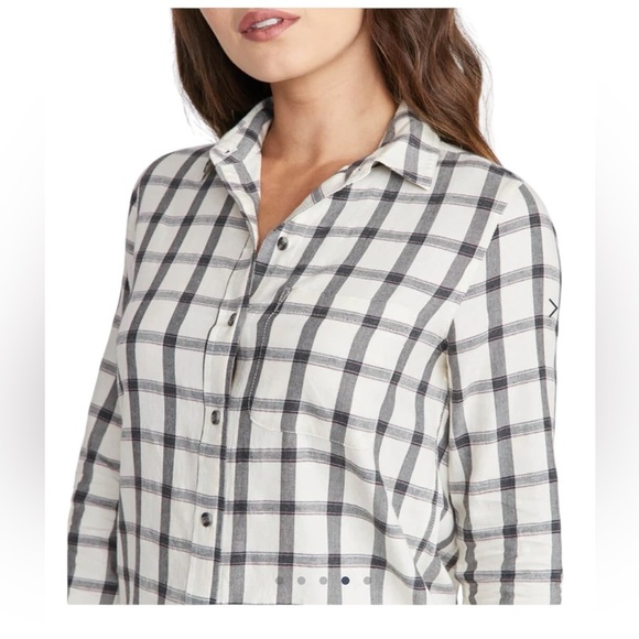 Marine Layer Ladies Haile Button Down White Black Plaid Size XXL - Picture 2 of 7